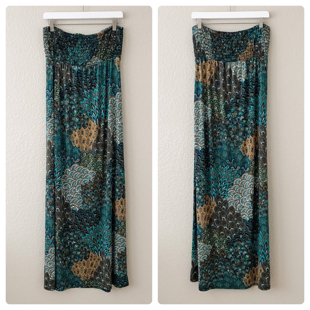 Wetseal Multi Color Blue Pattern Maxi Dress, M